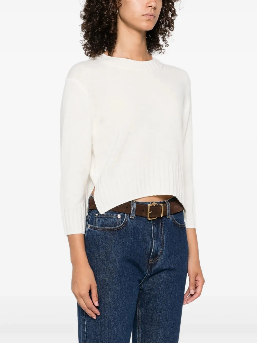 Noble Grace Mora LDS Cropped Cashmere Sweater in Ivory