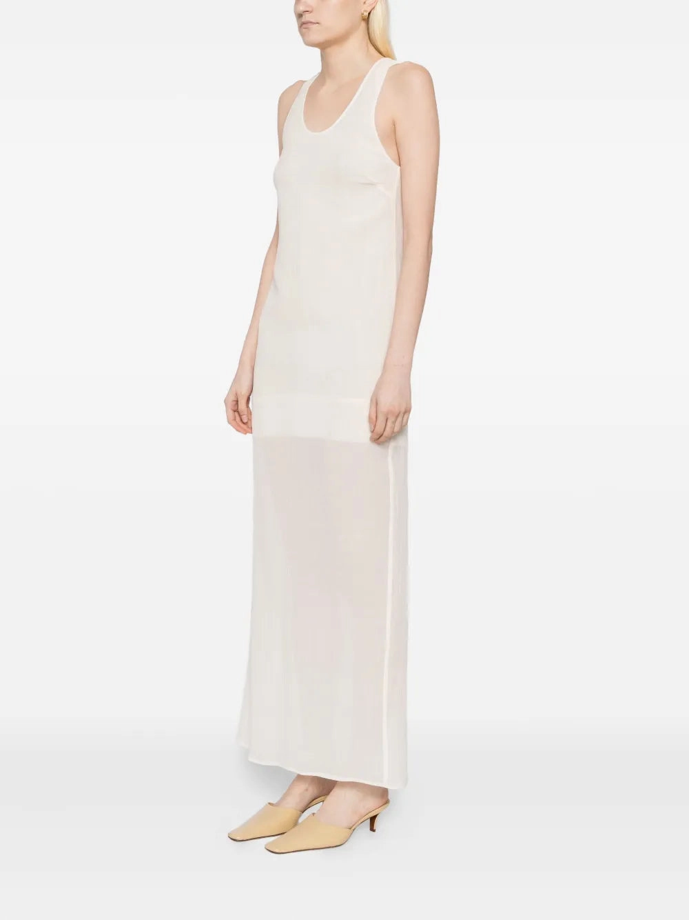 simple design Crinkled Scoop Dress in Ecru