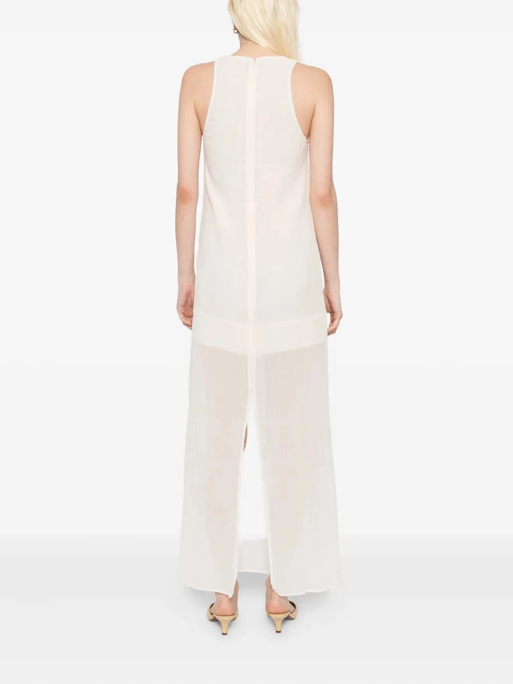 Crinkled Scoop Dress in Ecru Comfort Fit