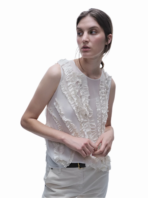 Naomi Sleeveless Blouse in Ivory Effortless Design