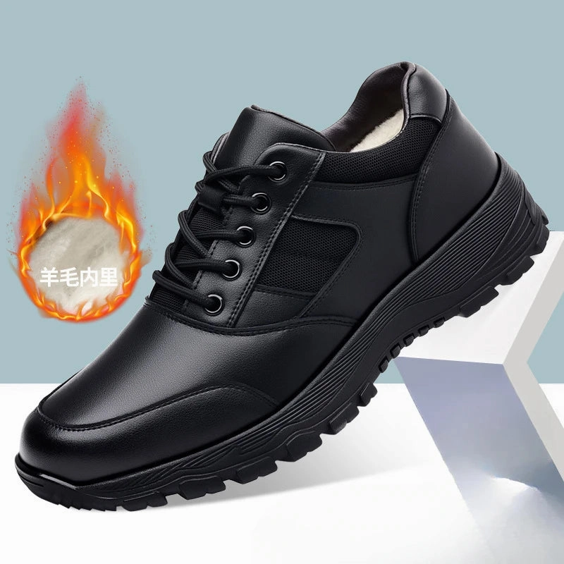 most stylish least waterproof New Platform Cow Leather Casual Sneakers for Men Designer Autumn Winter Cotton Black Outdoor Men's Sports Shoes Zapatos Hombre