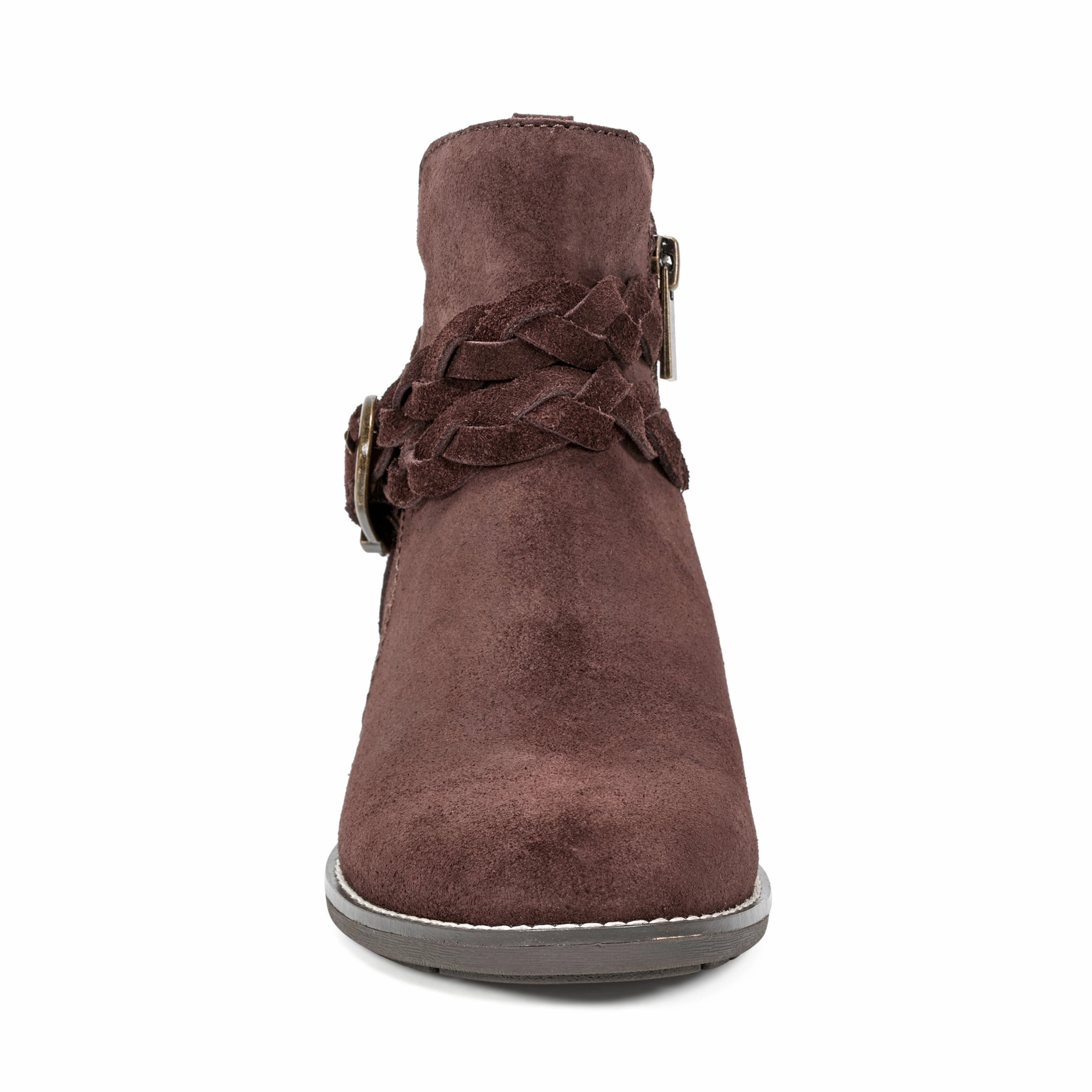 Nicole Round Toe Stacked Heel Casual Booties Non Restrictive Design Flex grooves