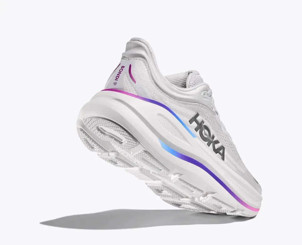 HOKA WOMENS BONDI 9 - COSMIC GREY / WHITE beach - style Ultra Cushioned Collar