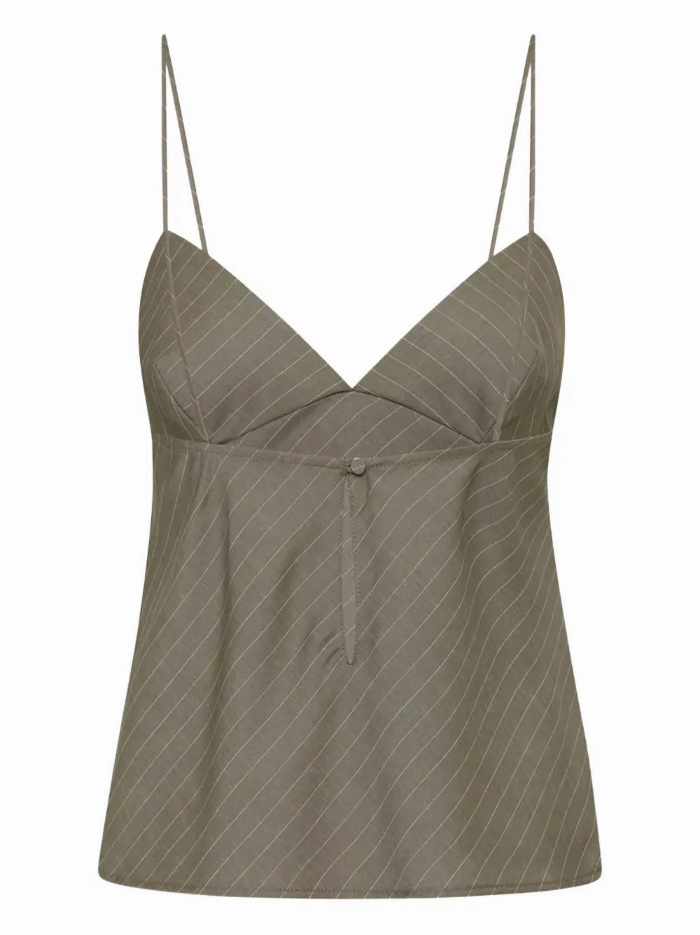 Summer Outfit SnagFree Surface Bias Cami in Khaki Pinstripe