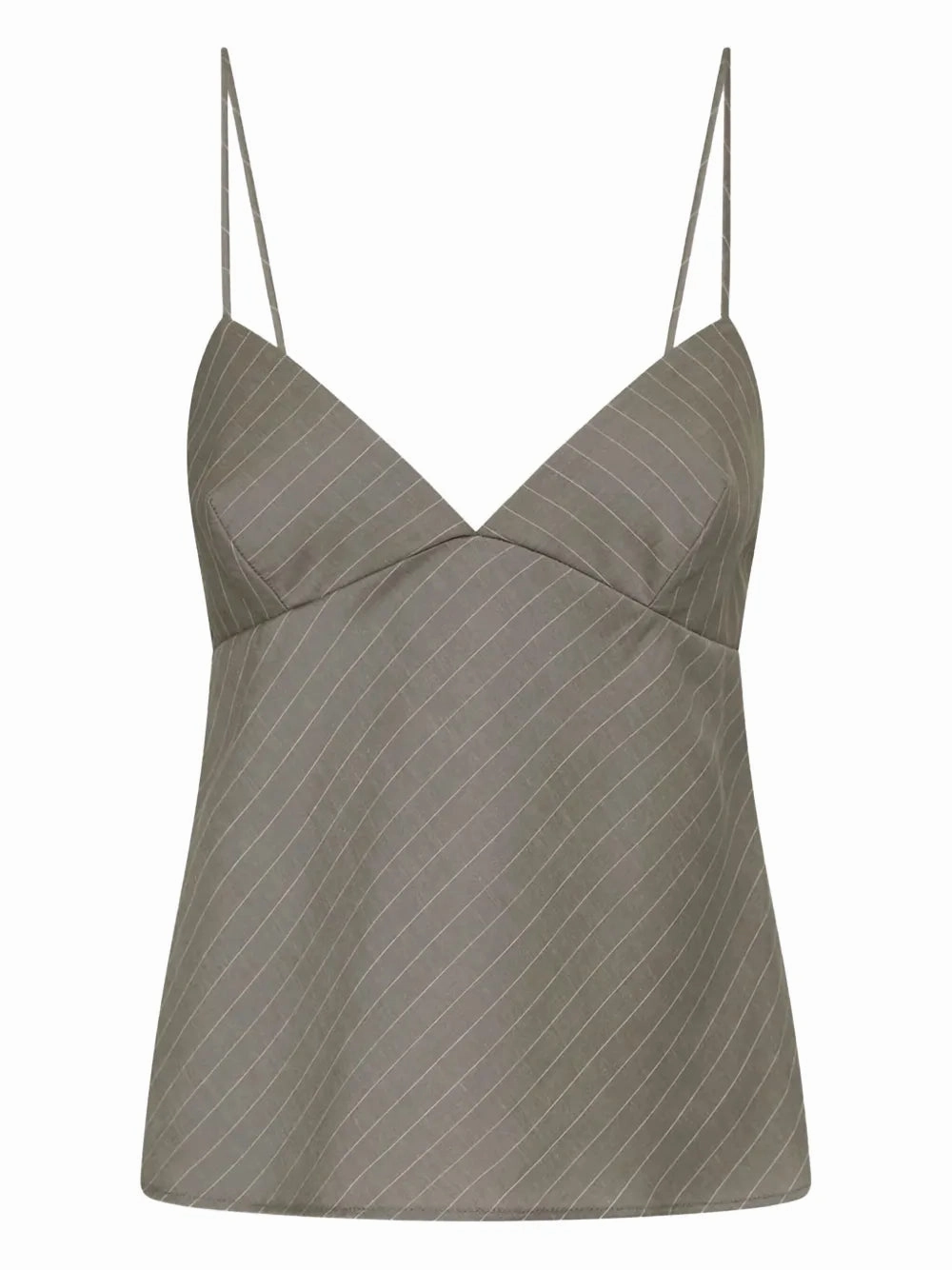 Conscious Fit Royal Charm Bias Cami in Khaki Pinstripe