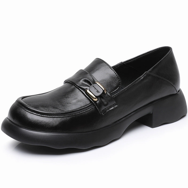 Spring Retro Comfortable Soft Leather Loafers for Women most indoor Signature