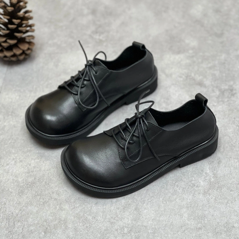 midsole Women Spring Retro Soft Soled Lace-Up Leather Casual Shoes