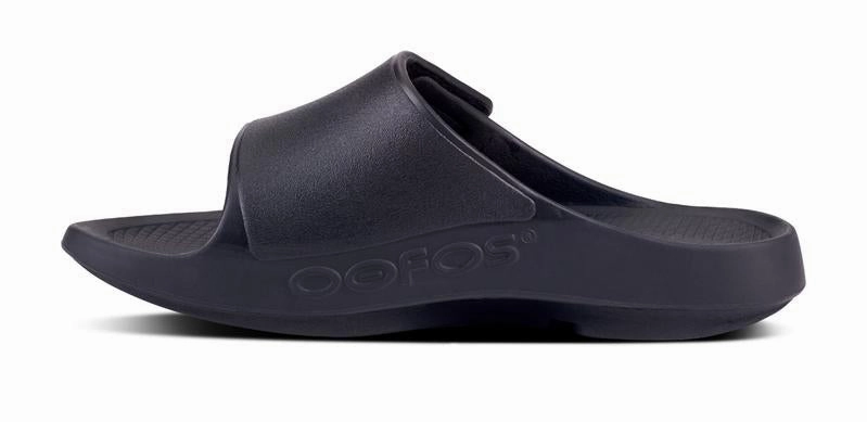 OOFOS OOAHH FLEX SLIDE BLACK MATTE Heel Design T Strap