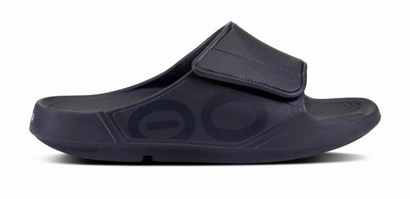 OOFOS OOAHH FLEX SLIDE BLACK MATTE pool Contoured Foot Shape