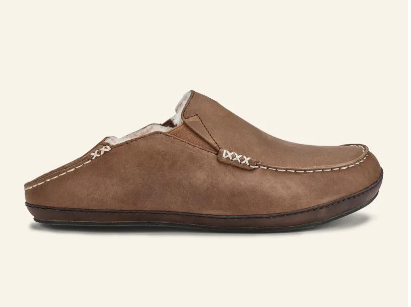 OLUKAI MEN'S MOLOA SLIPPER - TOFFEE/DARK WOOD Ultra-soft feel hassle-free