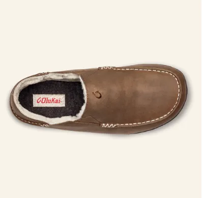 toe - bumper Lockdown fit OLUKAI MEN'S MOLOA SLIPPER - TOFFEE/DARK WOOD
