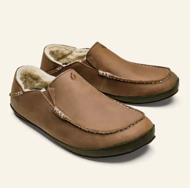 Breathable Lining OLUKAI MEN'S MOLOA SLIPPER - TOFFEE/DARK WOOD