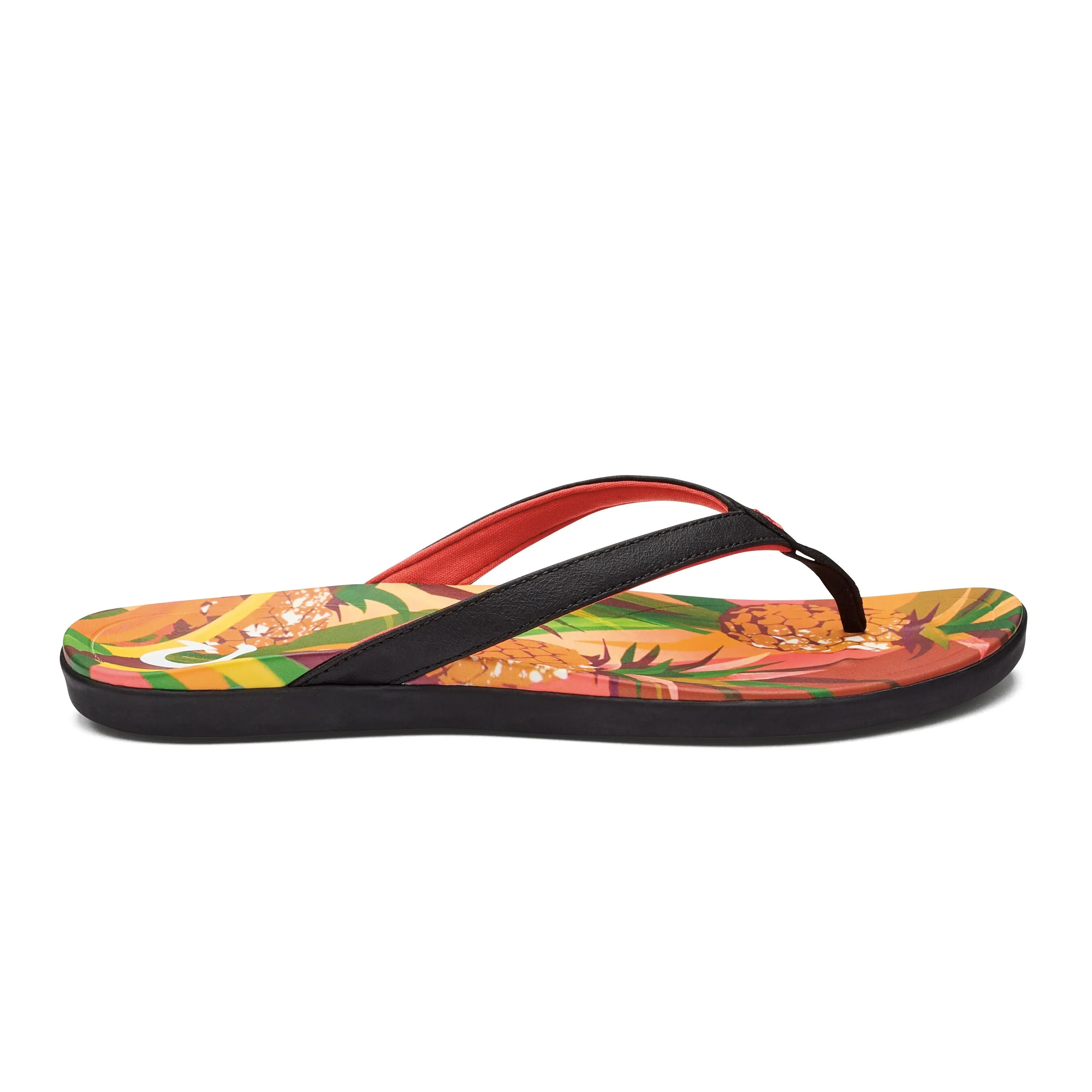 Everyday Use Lightweight Build OLUKAI WOMEN'S HO'OPIO HAU SANDAL - BLACK/PINEAPPLE