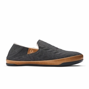 Puff-Sleeve OluKai HanoHano Waxed Canvas Slipper (Men) - Dark Shadow/Dark Shadow