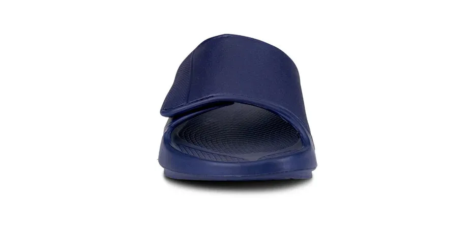 OOFOS 1550 OOAH SPORT FLEX SLIDE - NAVY least affordable Lace Up Lockdown Mechanism