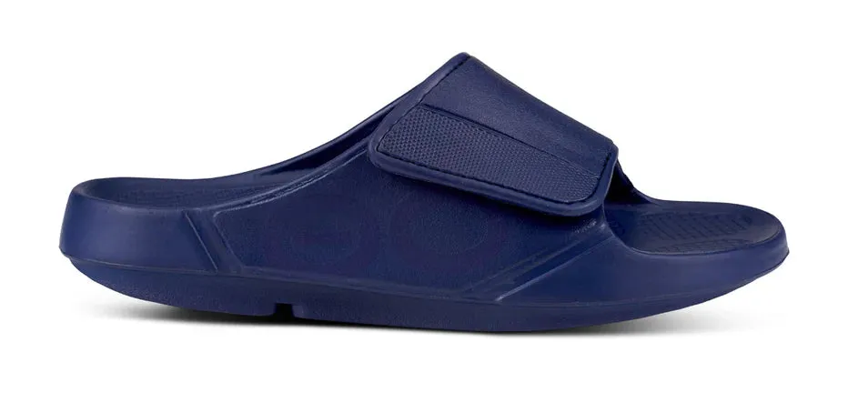 OOFOS 1550 OOAH SPORT FLEX SLIDE - NAVY Comfort - Focused Lace Lock Mechanism