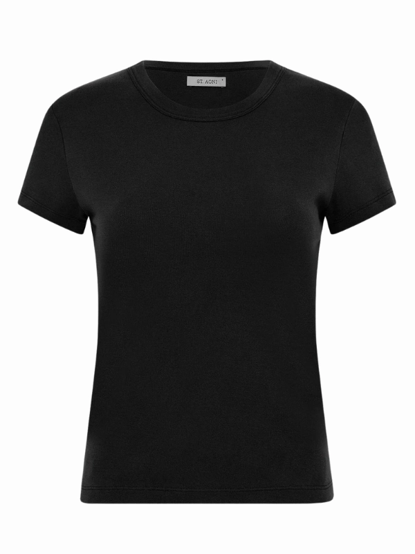 Polish Core Raw Linen Organic Cotton Baby Tee in Jet Black