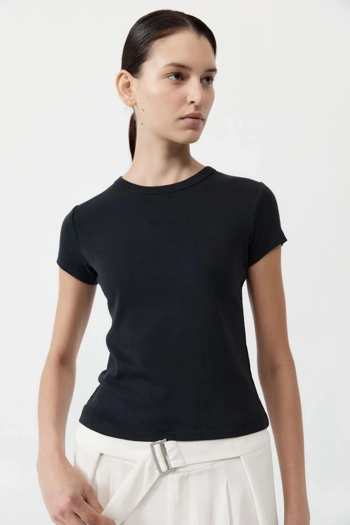 Organic Cotton Baby Tee in Jet Black SheerLayeredPanels