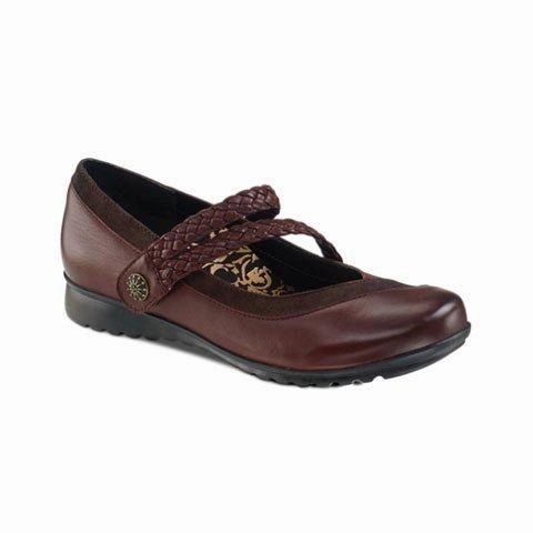 Aetrex Ada Braided Mary Jane (Women) - Burgundy Metallic Finish Cozy Layers