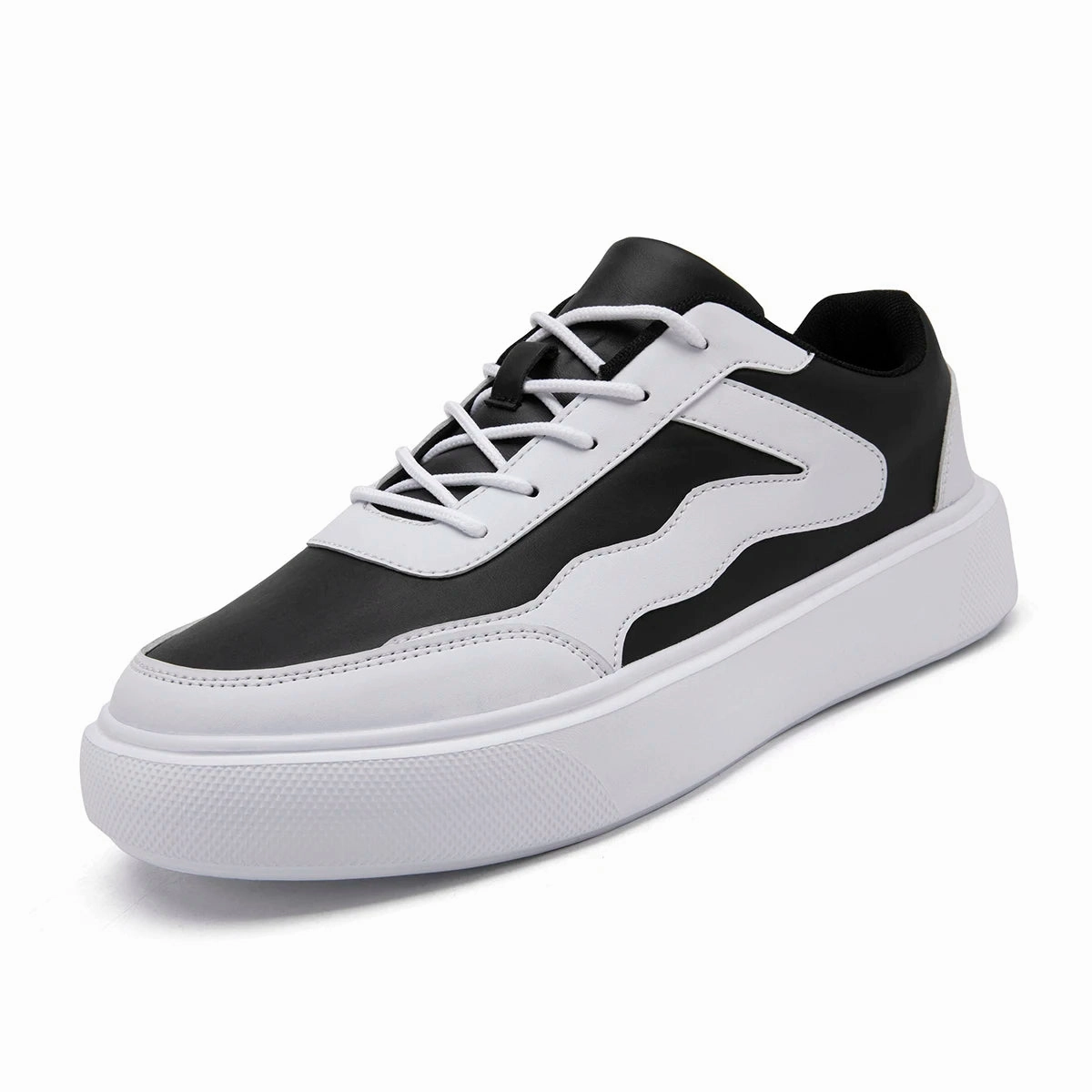 Fresh Look Red Outdoor Men's Sneakers Comfortable Leather Men's Platform Shoes Casual Lace-up Vulcanized Shoes Black White Walking Shoes