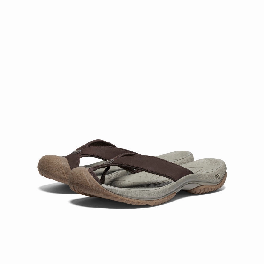 Smart Casual Men's Waimea Leather Flip-Flop  |  Java/Plaza Taupe