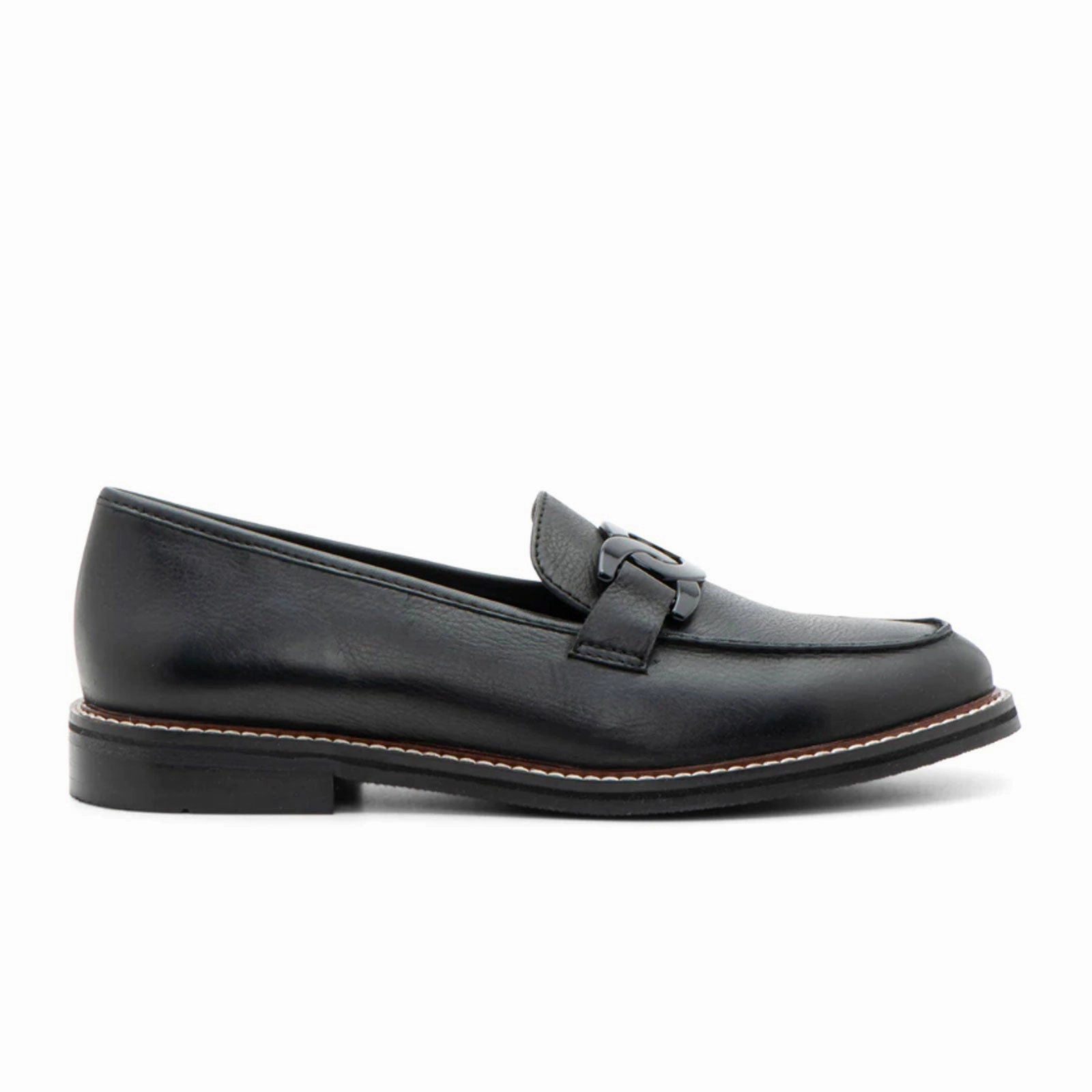 Ara Kyle II Chain Loafer (Women) - Black Calf Young Edge Stretch-Recovery