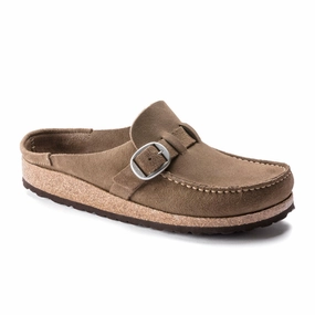 Birkenstock Buckley Clog (Women) - Gray Taupe Suede Influencer-Style All-Day Fit