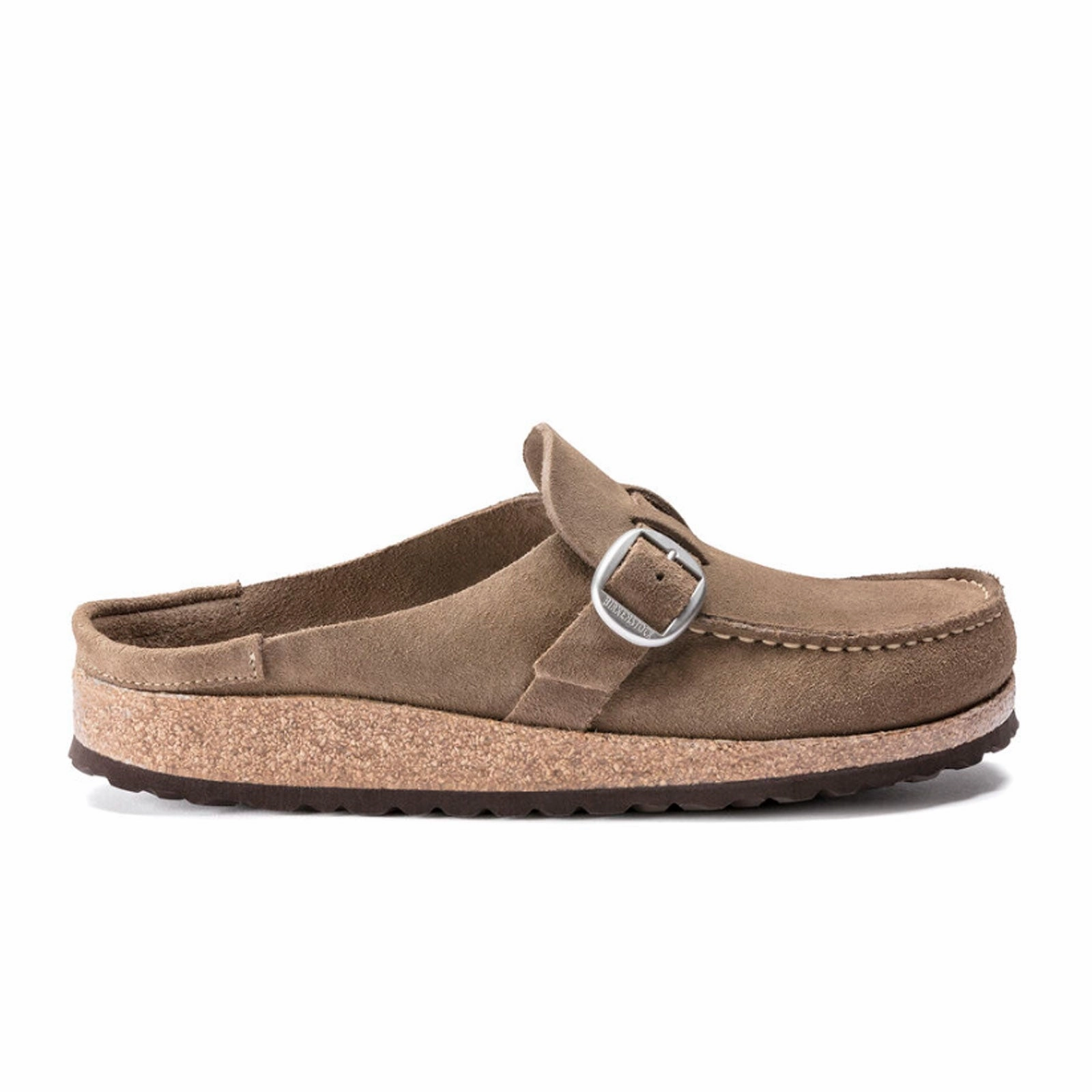 Birkenstock Buckley Clog (Women) - Gray Taupe Suede Contrast-Panel Photo Glow