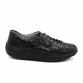 Airy Layer Waldlaufer Beatrice 502027 Lace Up (Women) - Black Floral