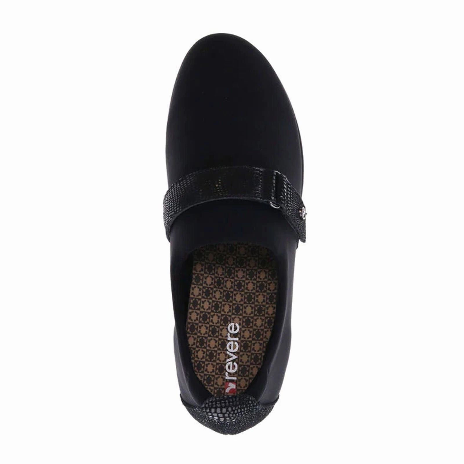 Revere Genoa Stretch Loafer (Women) - Black Sleek Texture