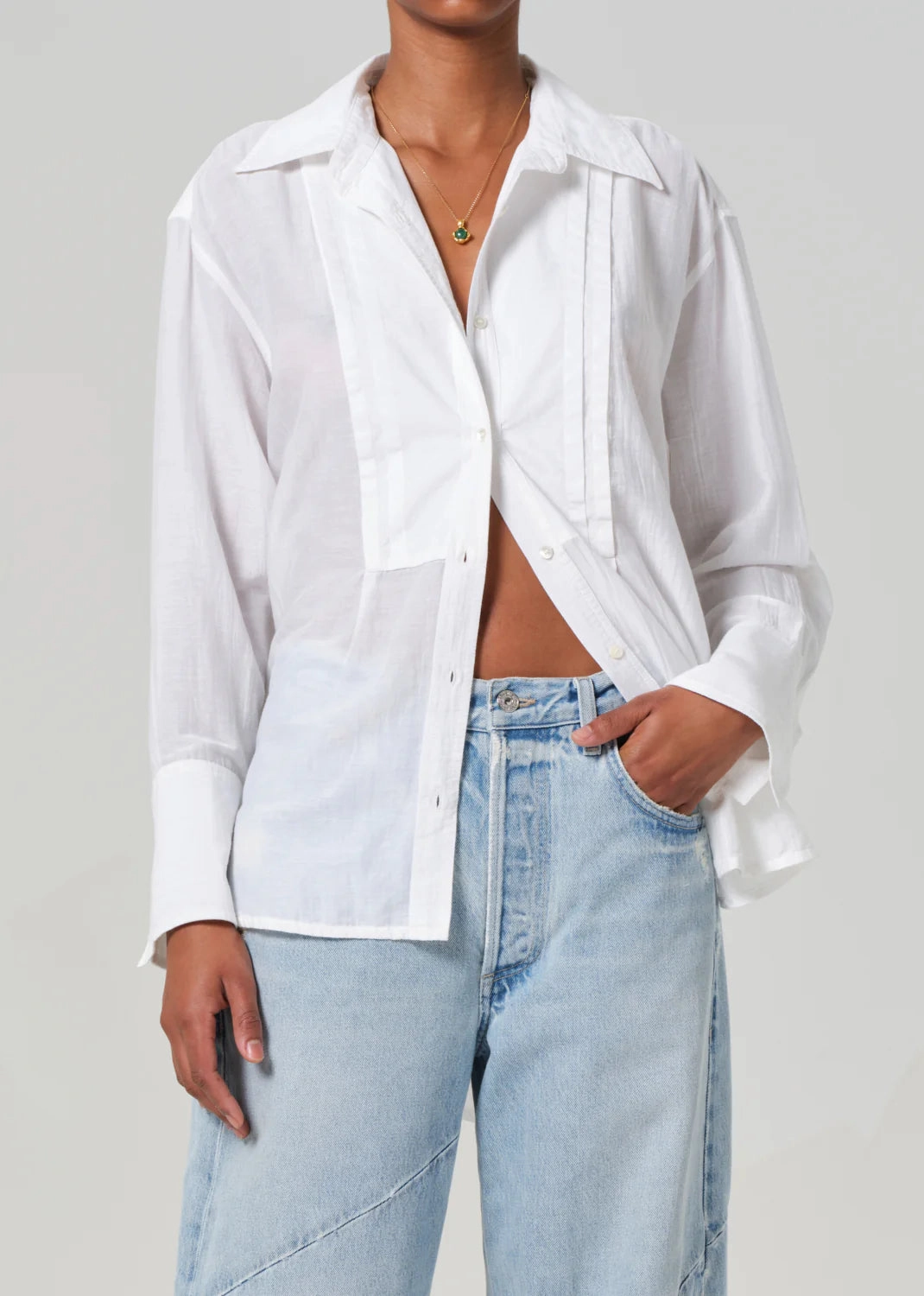 Polina Shirt in White CompressionEnhanced Fit Cozy Wrap