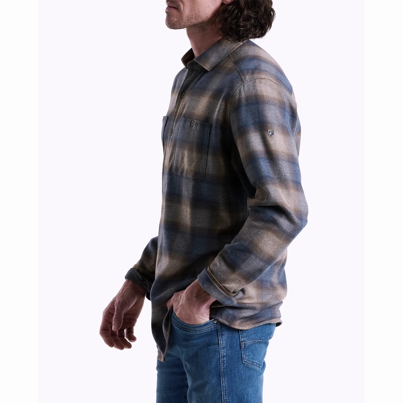 Casual Polo EcoFriendly Dye Kuhl Law Flannel Long Sleeve Shirt (Men) - Midnight Timber