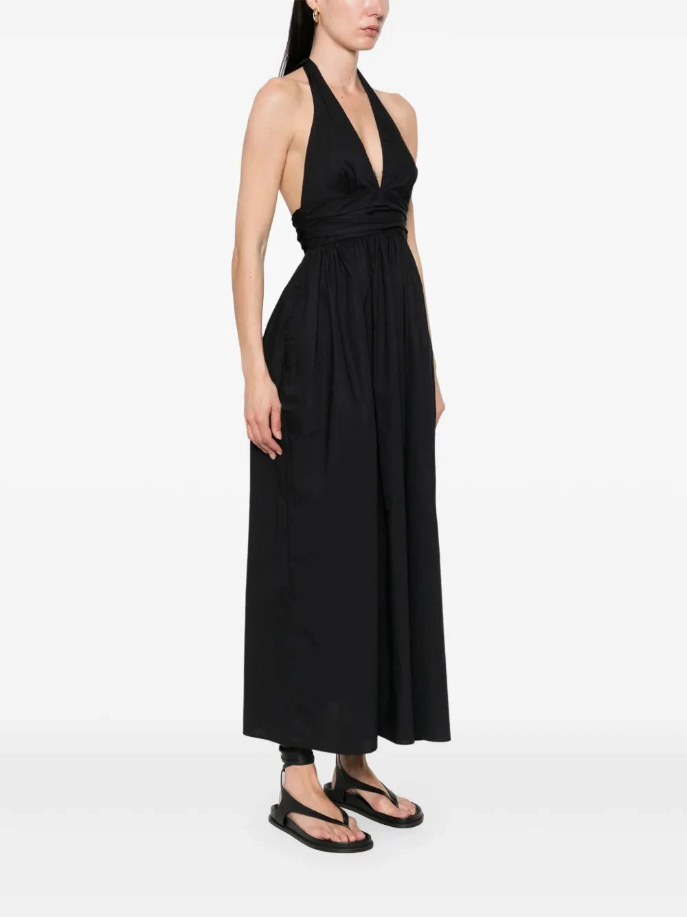 Fashion Footwear Plunge Halter Dress in Black