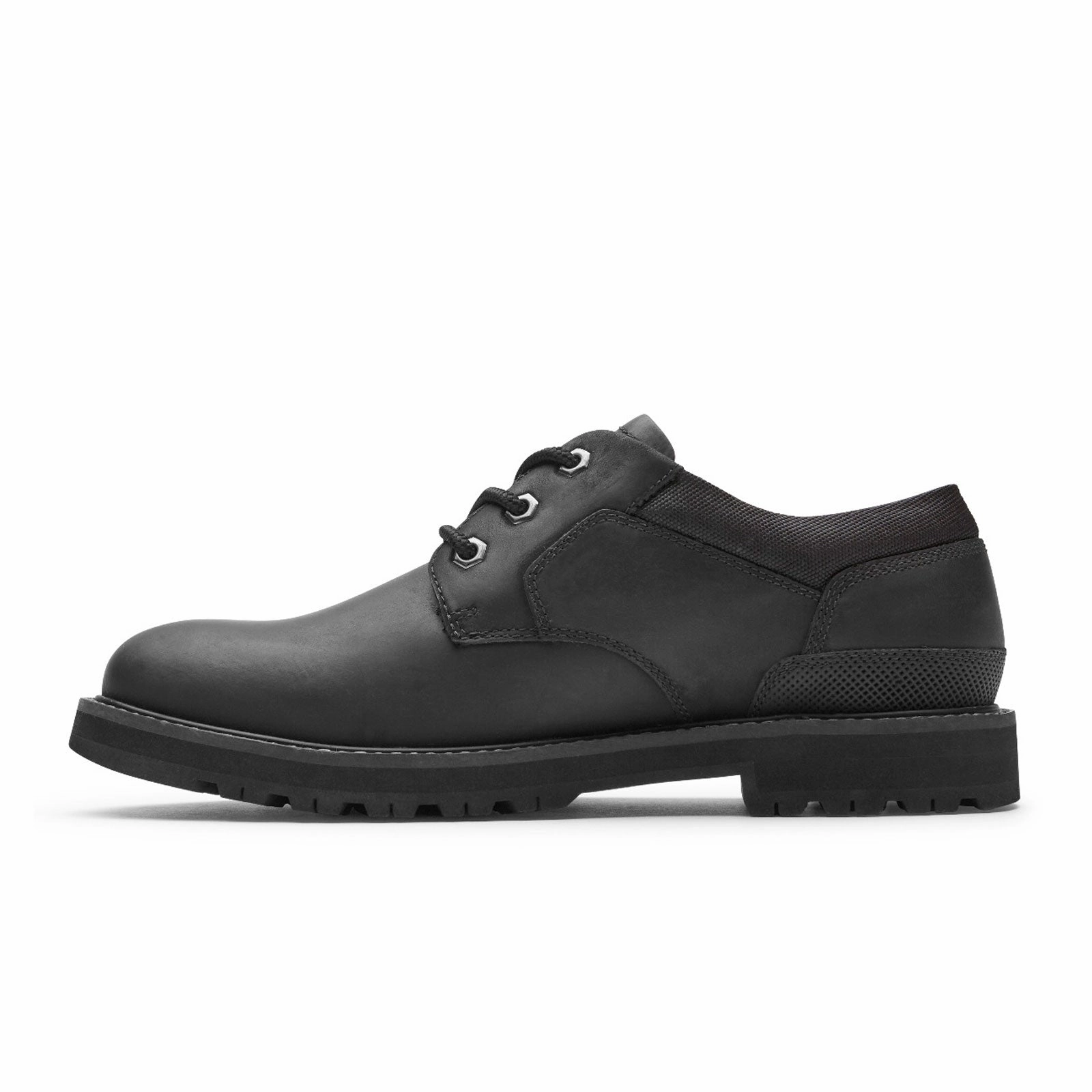 Boat-Neck Dunham Byrne Plain Toe Oxford (Men) - Black Leather