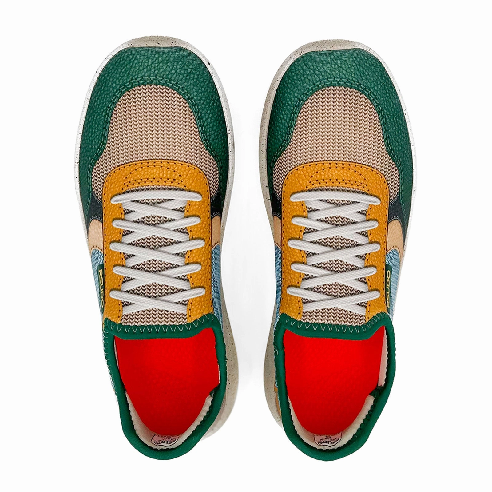 Psudo Court Sneaker (Men) - Forest Green/Light Blue Raw-Hem Style focused