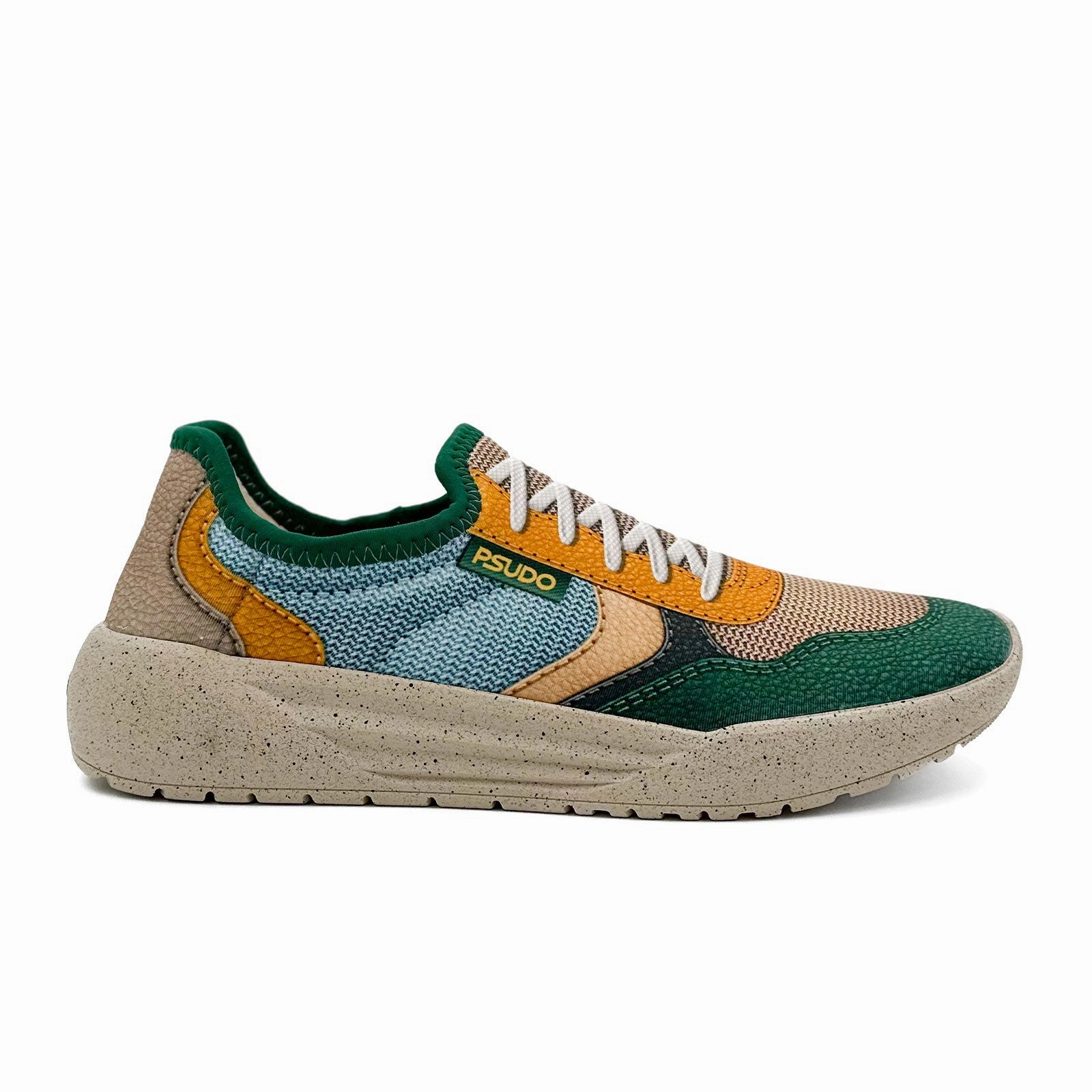 Soft Stretch Bright bold dress Psudo Court Sneaker (Men) - Forest Green/Light Blue