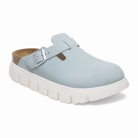 Street Casual Birkenstock Boston Chunky Narrow Clog (Women) - Baby Blue Suede
