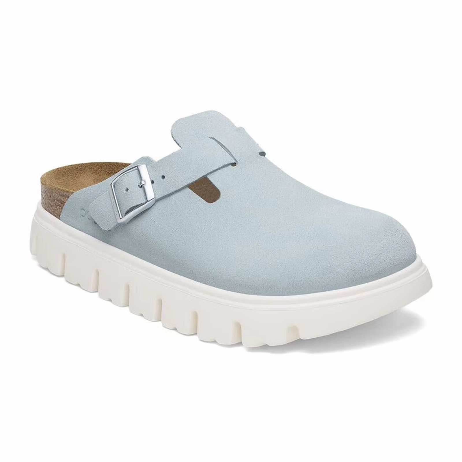 Street Casual Birkenstock Boston Chunky Narrow Clog (Women) - Baby Blue Suede