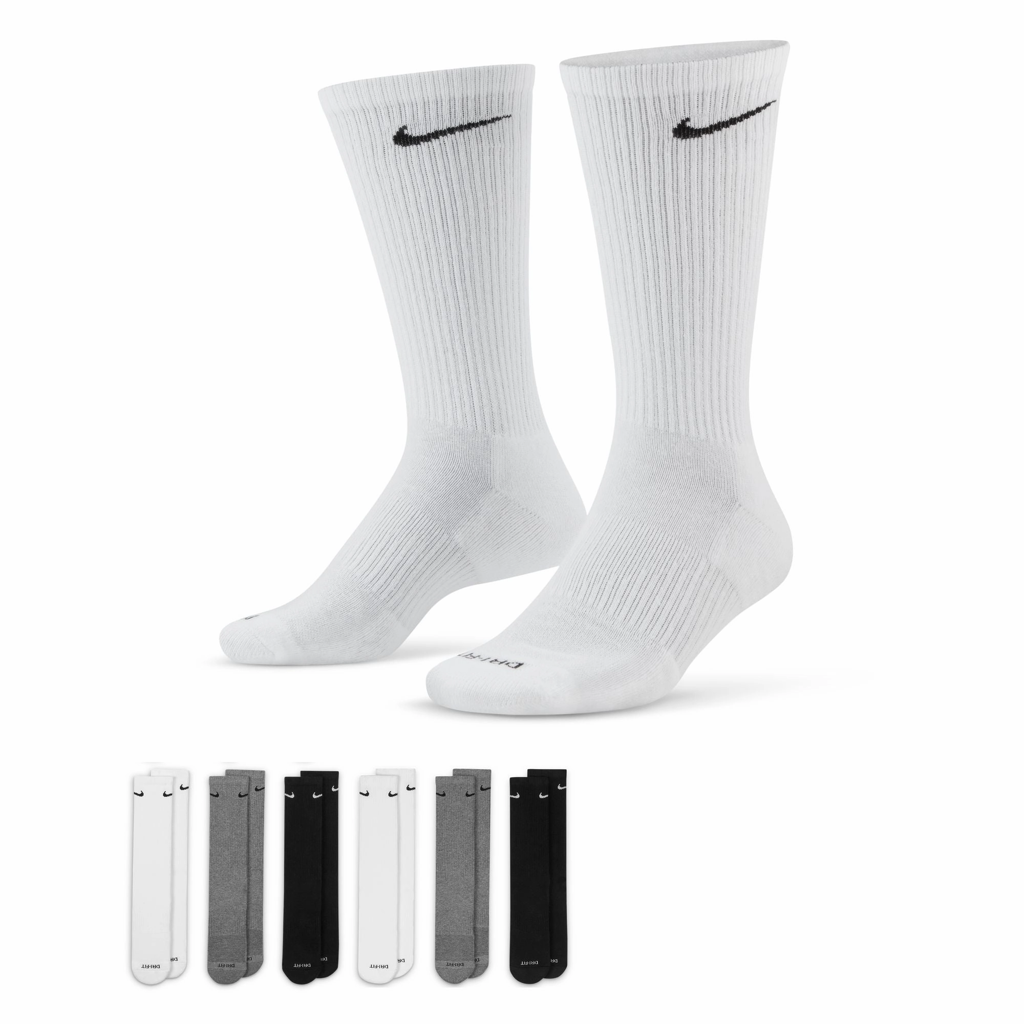 Durable Upper Material Grip Ready Everyday Plus Cushioned Training Crew Socks (6 Pairs)