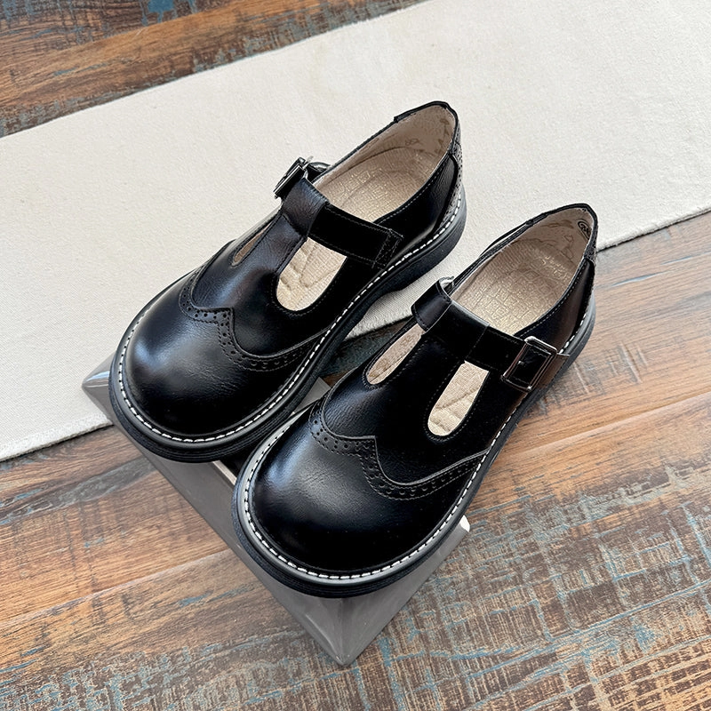 Babakud Women Spring Retro Leather Round Toe Sandals Heat Sealed Seams graduation