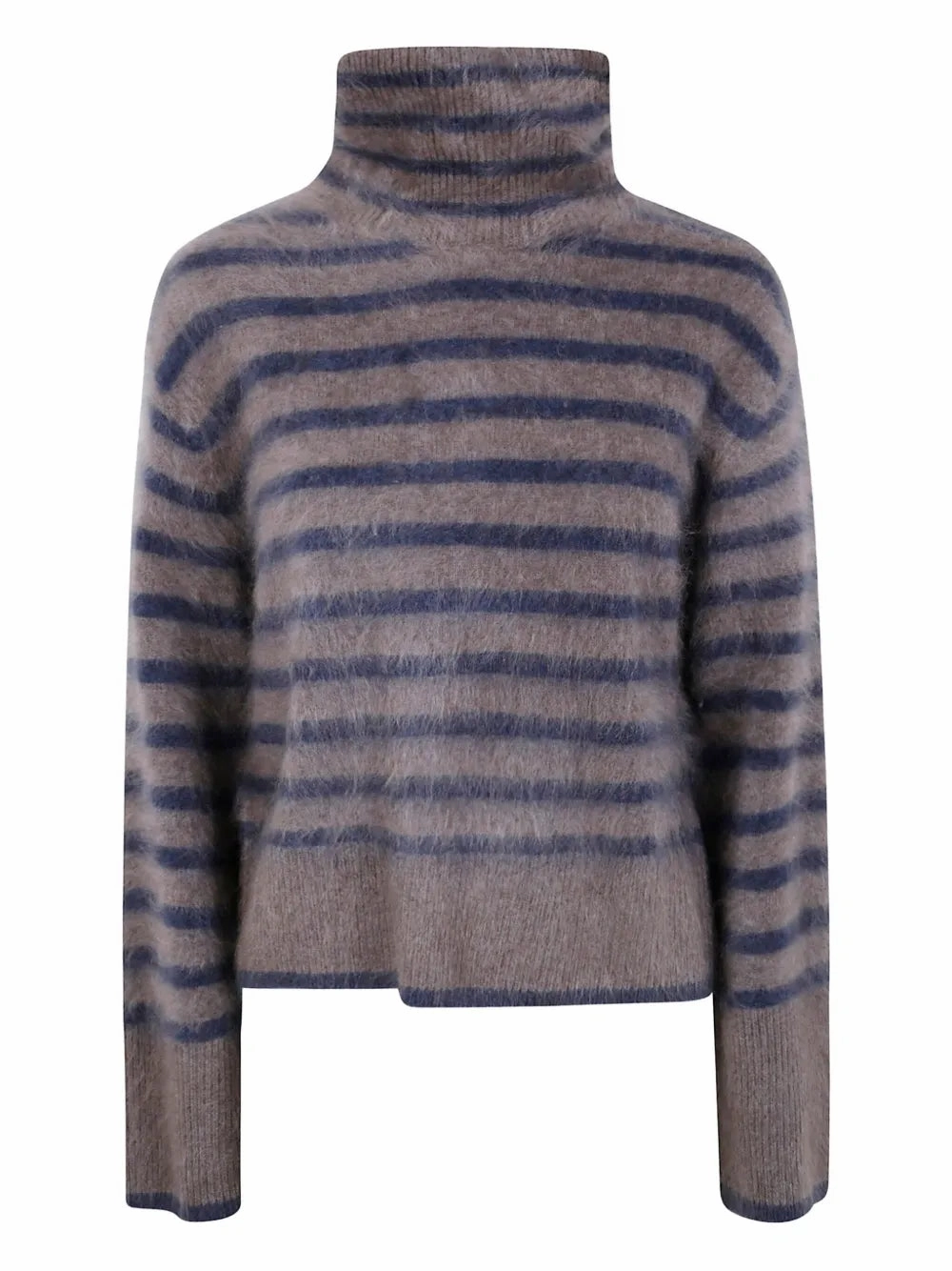 Adjustable drawstring Floren Sweater in Truffle/Night Fall Brushed Stripes