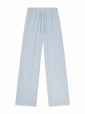 Comfort Wear Drawstring Wide Leg Sweatpant in Dusty Blue