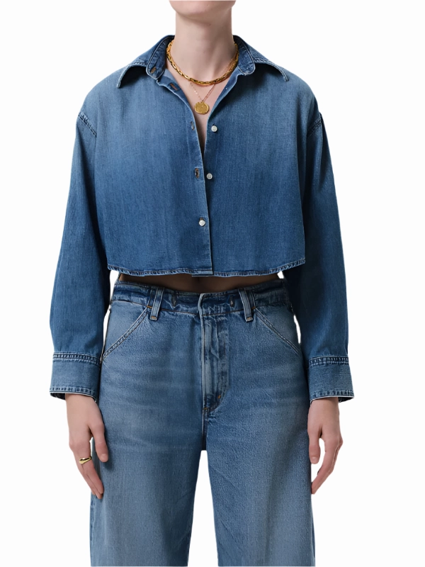 Ana Cropped Shirt in Somerset VentilatedKnit