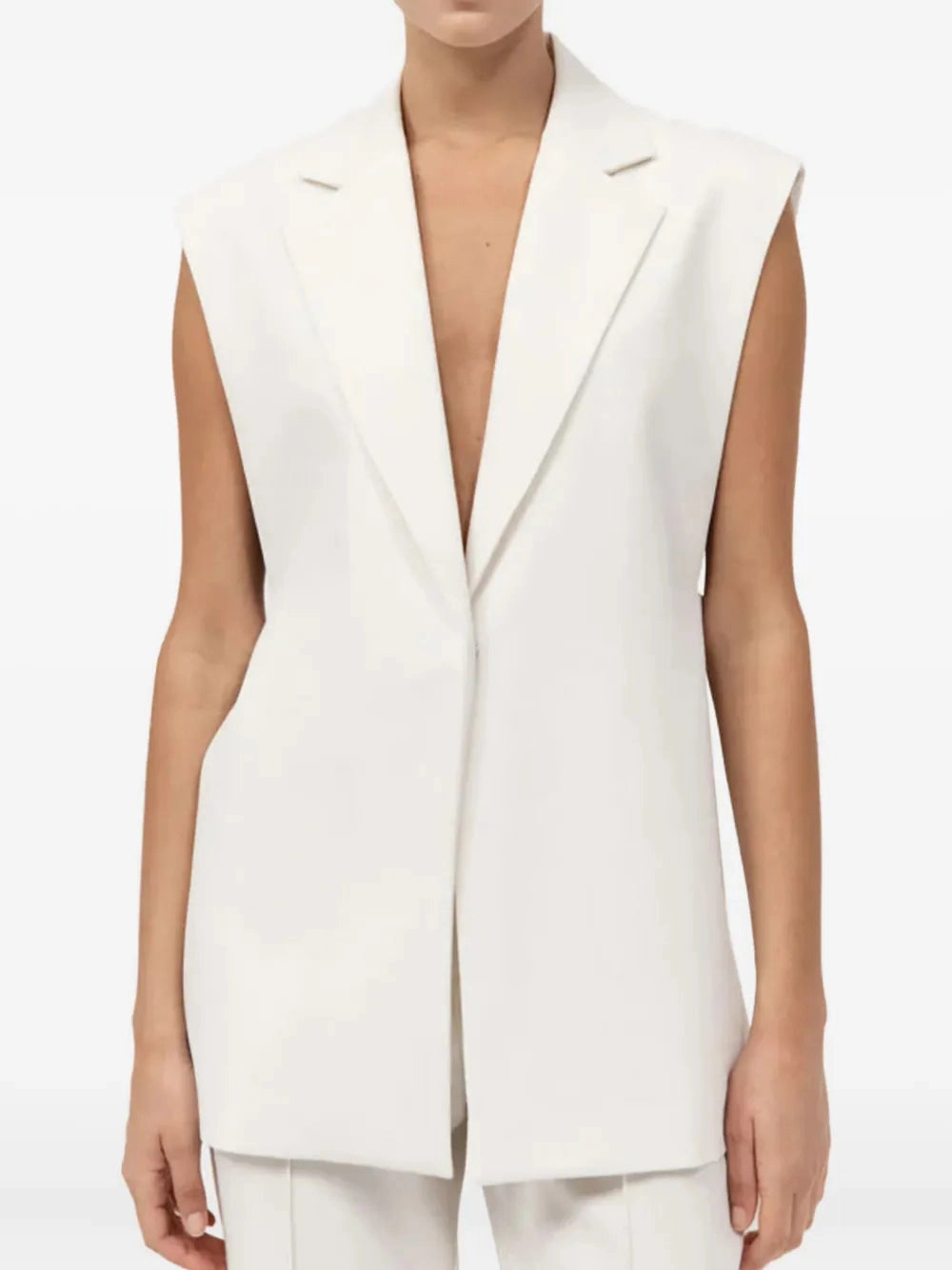 Relaxed Side Tie Vest in Off White Organic Cotton