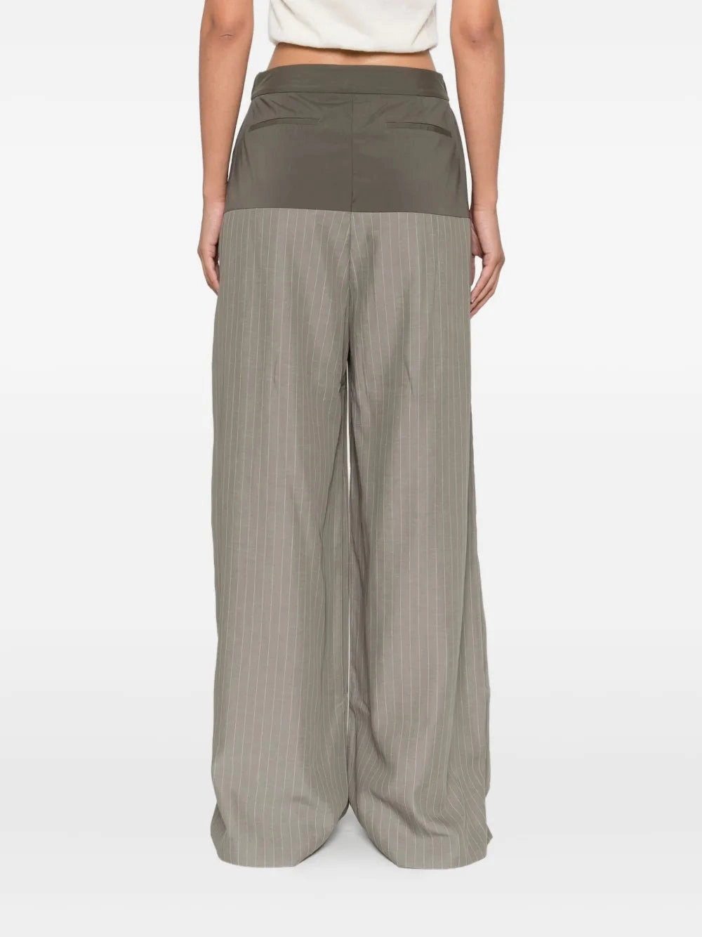 Relaxed Splice Pants in Khaki Pinstripe Effortless Style Breathable mesh lining