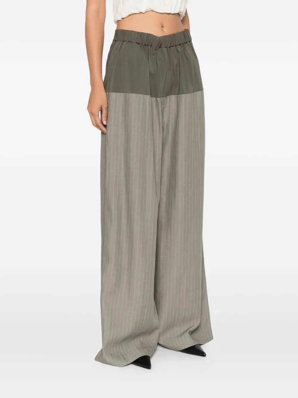 Relaxed Splice Pants in Khaki Pinstripe Wind Block