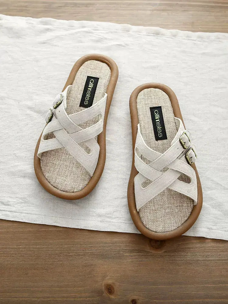 Babakud Women Summer Soft Linen Slippers Tensile Strength Reinforcement