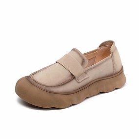 student Retro Leather Casual Soft Sole Slip-On Versatile Loafer Shoes