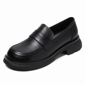 lace - closure packability - level Retro Minimalist Leather Thick Soled Loafers