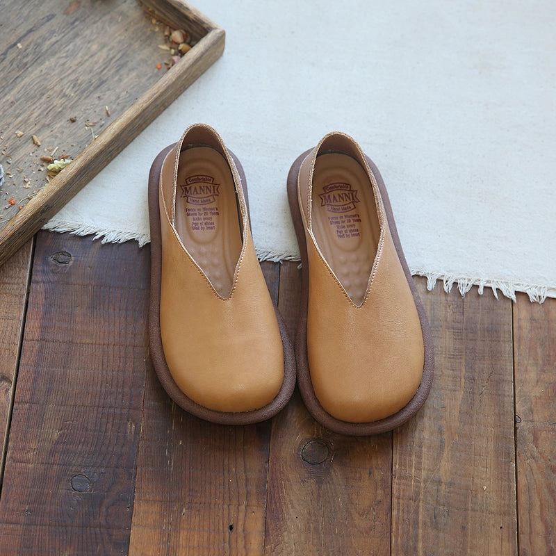 snowboarders Retro Women Spring Slip-on Soft Leather Casual Shoes